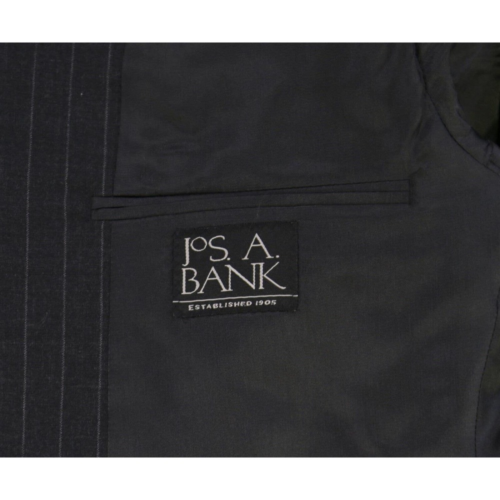 New! Jos A Bank Executive Collection Charcoal Gray Pinstripe 2-Btn Wool Suit 40S - Picture 8 of 10